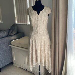 Rabbit Rabbit Rabbit Design Short cap Sleeve Lace Midi Fit Flare Dress Size 10